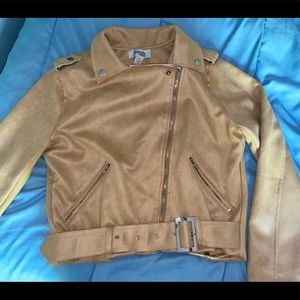 Lightweight suede jacket - cream/tan